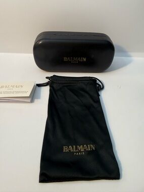 Balmain Black Case and Gold-Logo Drawstring sunglasses case ,Pouch